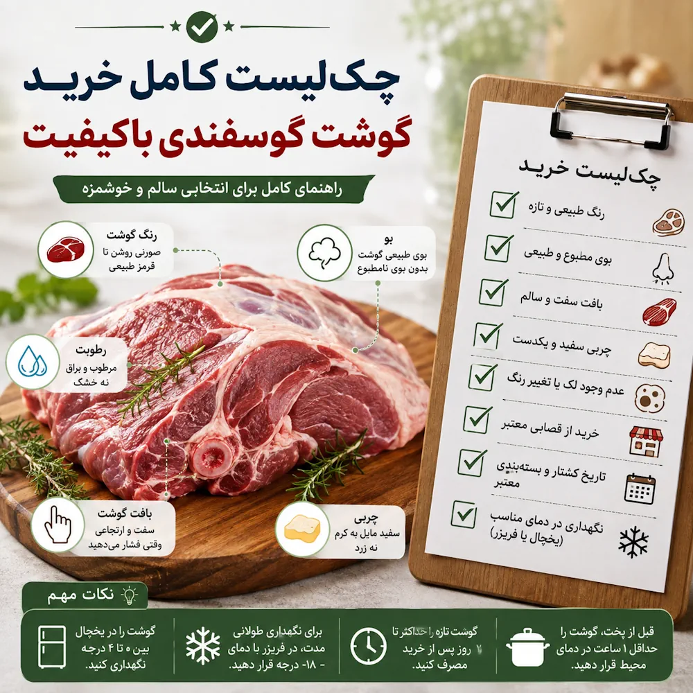 چک‌لیست کامل خرید گوشت گوسفندی باکیفیت